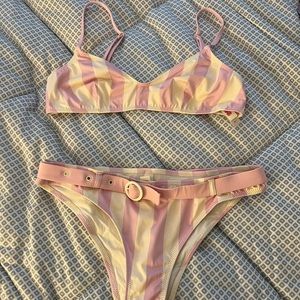 Solid & Striped Pink/White Bikini - Size L